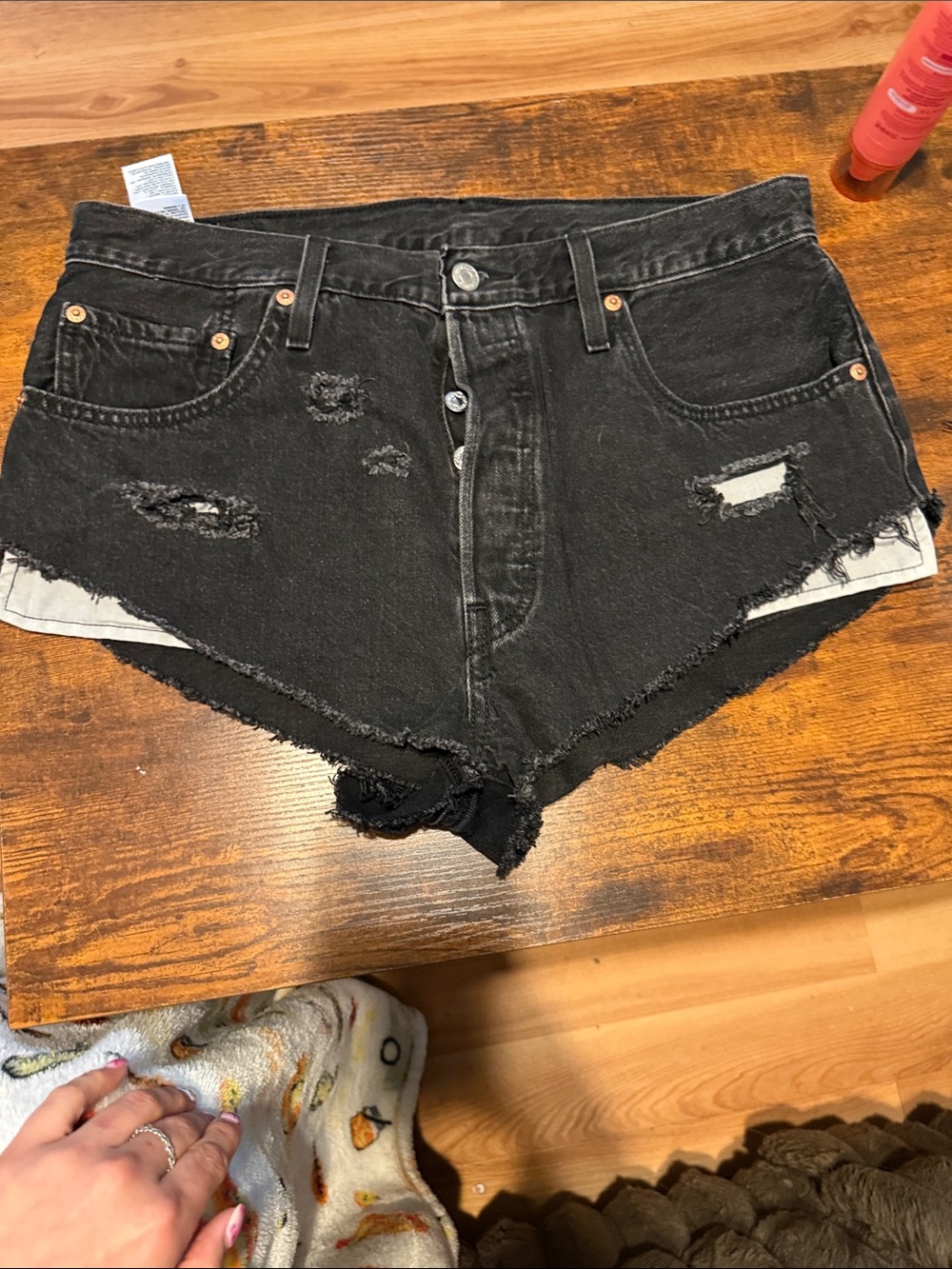 Levi's Black Distressed High-Rise Cutoff Shorts